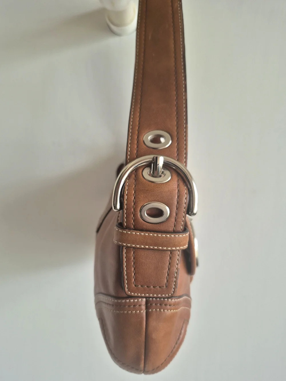 Coach F10188 Vintage Cognac Leather Soho Hobo Shoulder Bag with Silver Hardware